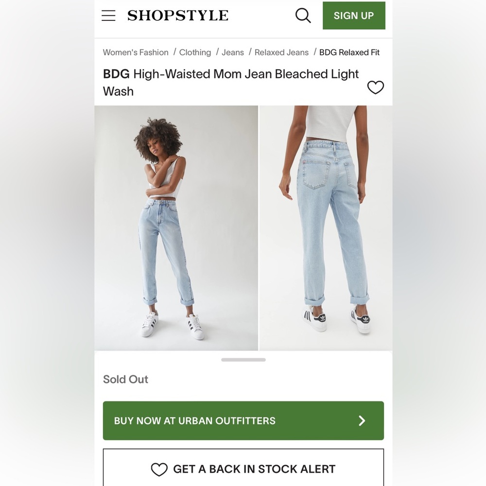 BDG High-Waisted Mom Jeans - Light Blue 28x32
